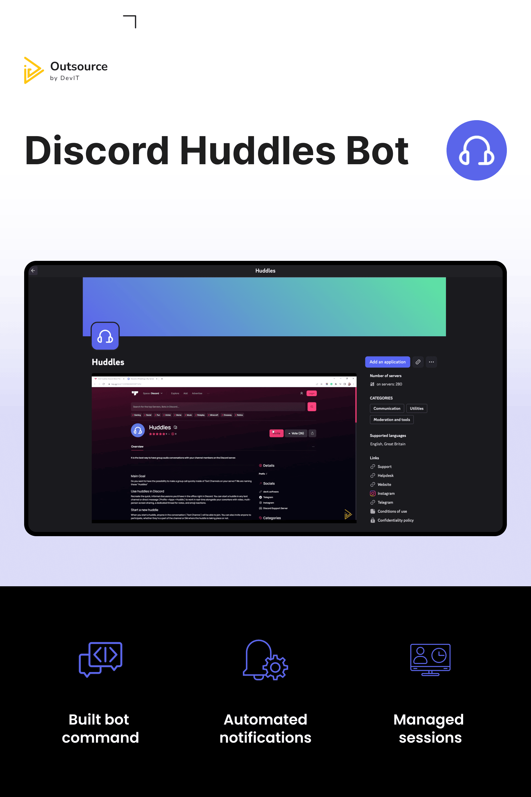Preview picture of Discord Huddles Bot