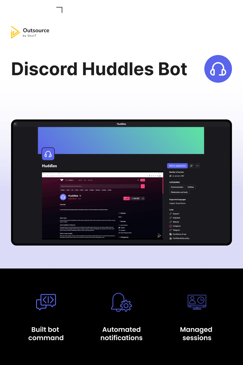 Preview picture of Discord Huddles Bot