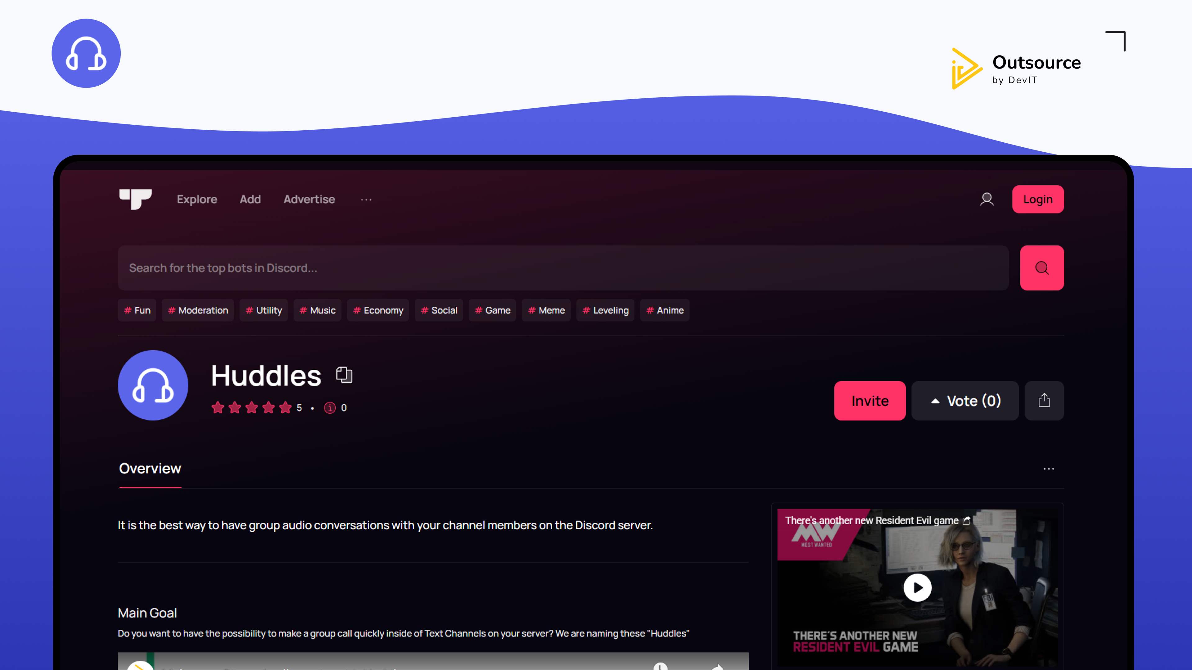project thumbnail of Discord Huddles Bot